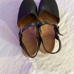 Dansko Black Leather Mules